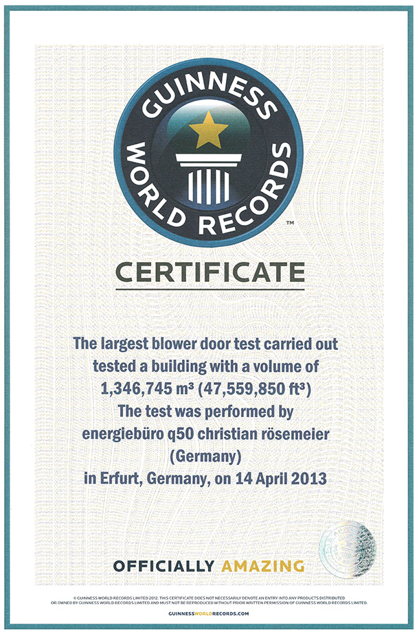 Guinness-Zertifikat und Weltrekord-Nachweis